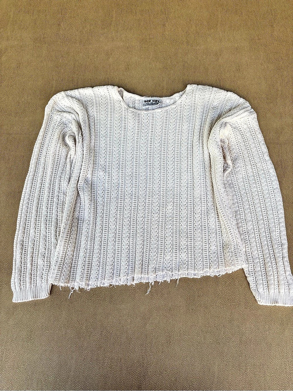 big city Cable Knit Crewneck Sweater White Medium